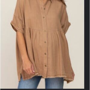 Mocha Button Up Blouse (Maternity)